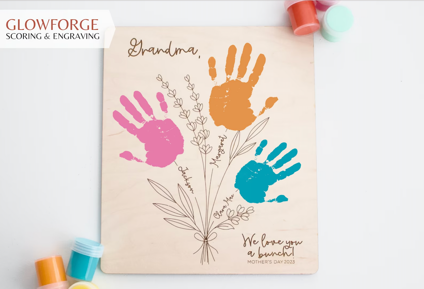 Handprint Laser Engraved Only, One Layered Frame