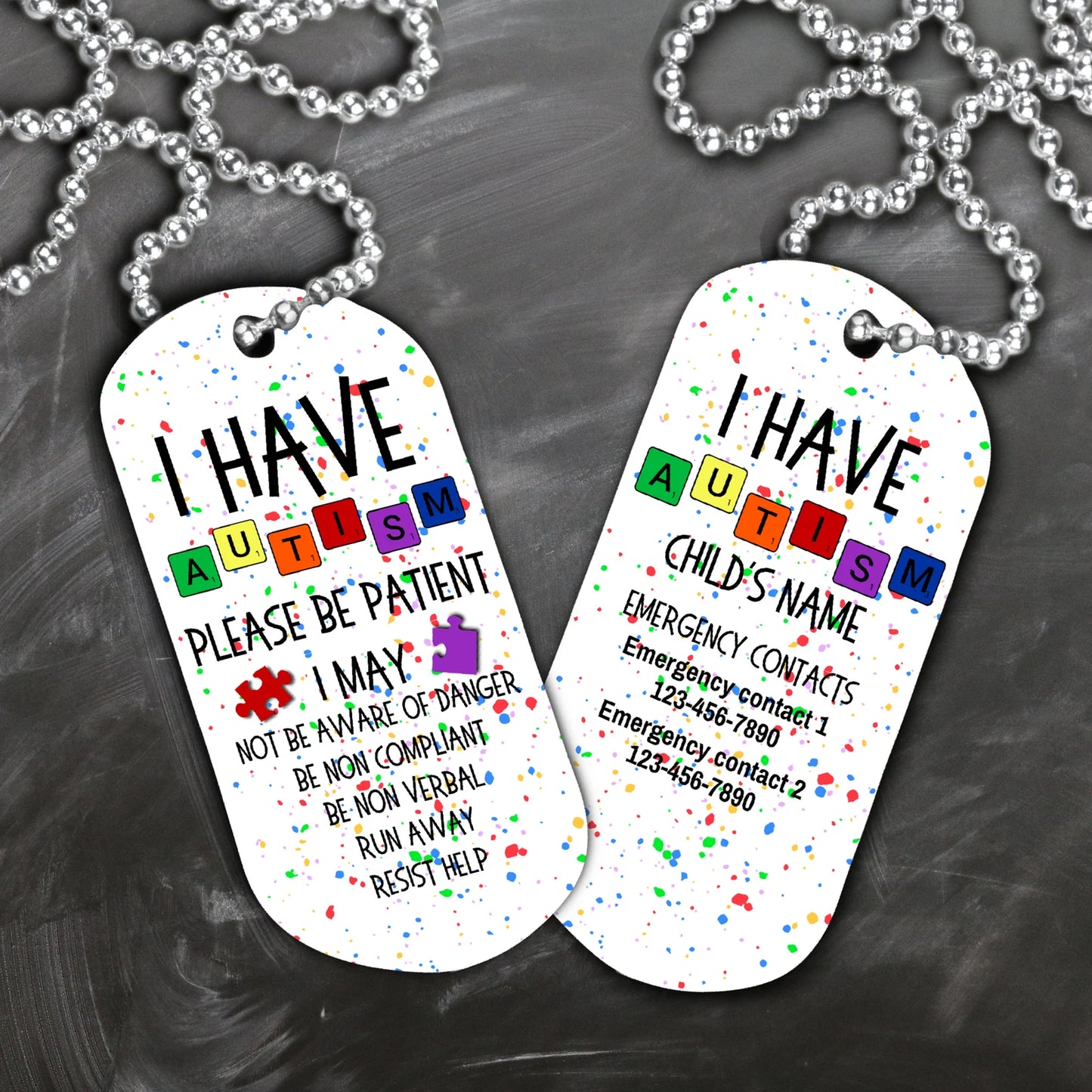 Autism Emergency Alert Awareness Necklace Jewelry, Custom Autism Keychain, I Am Autistic Gift, Autism Mom, Medical ID Contact Information