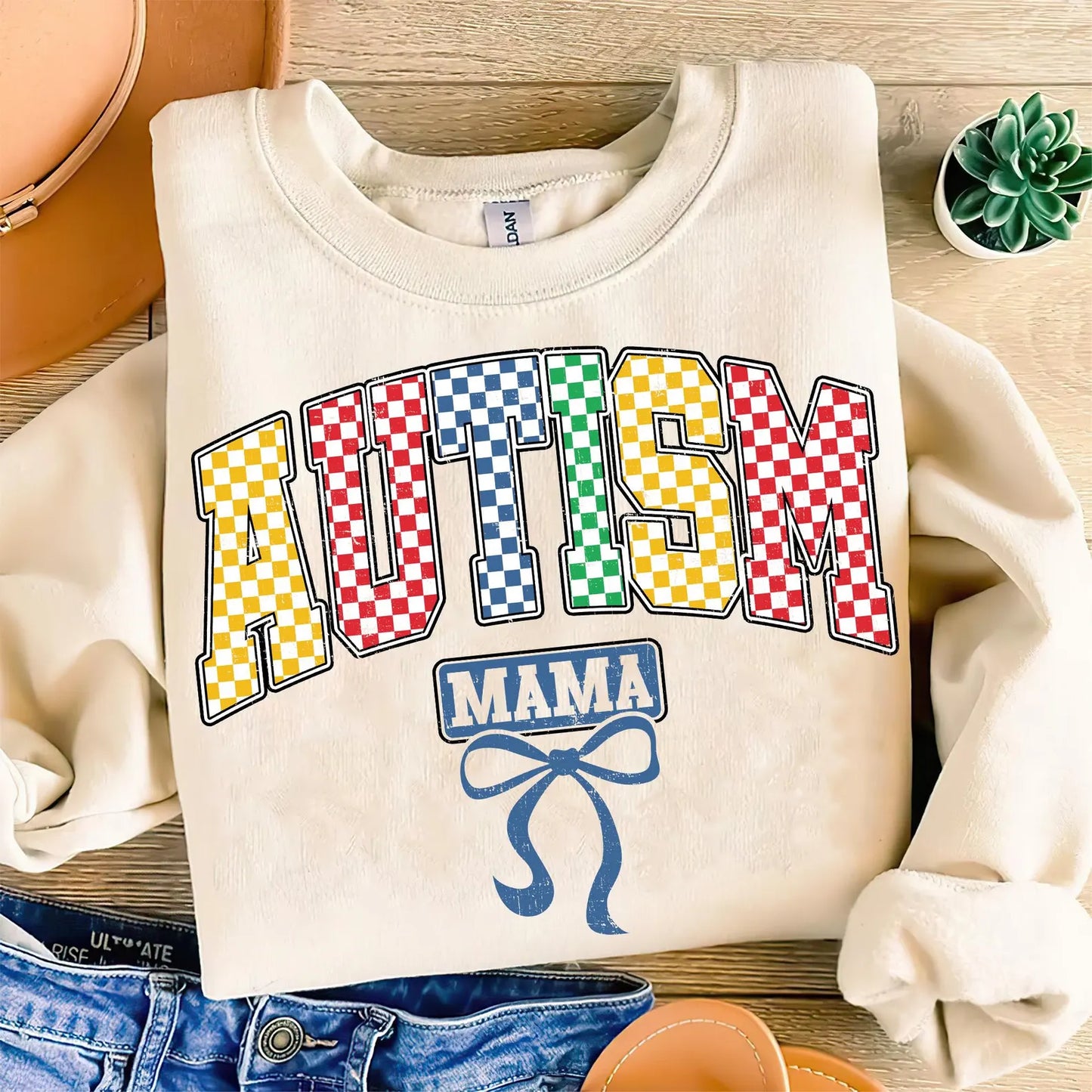 Checkered Autism Mama Coquette Sweater