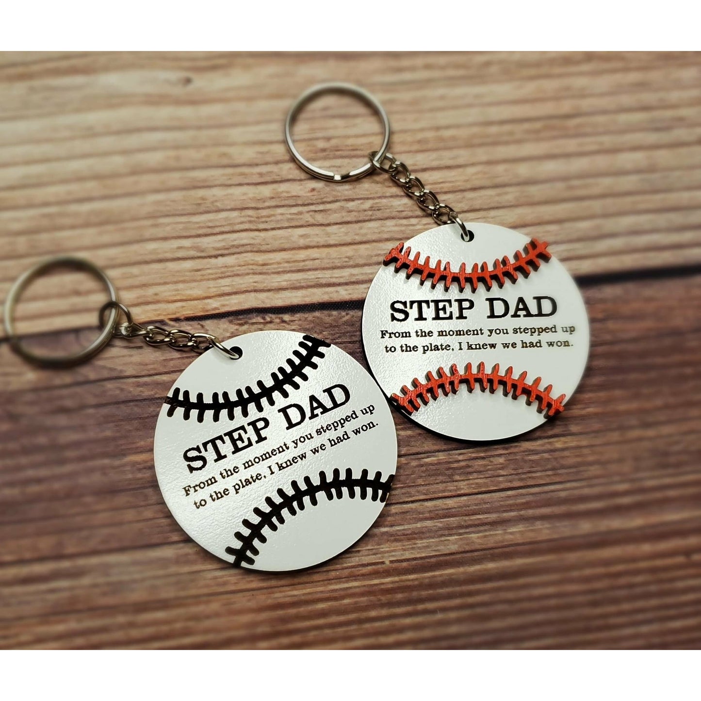 Step Dad Baseball Keychain