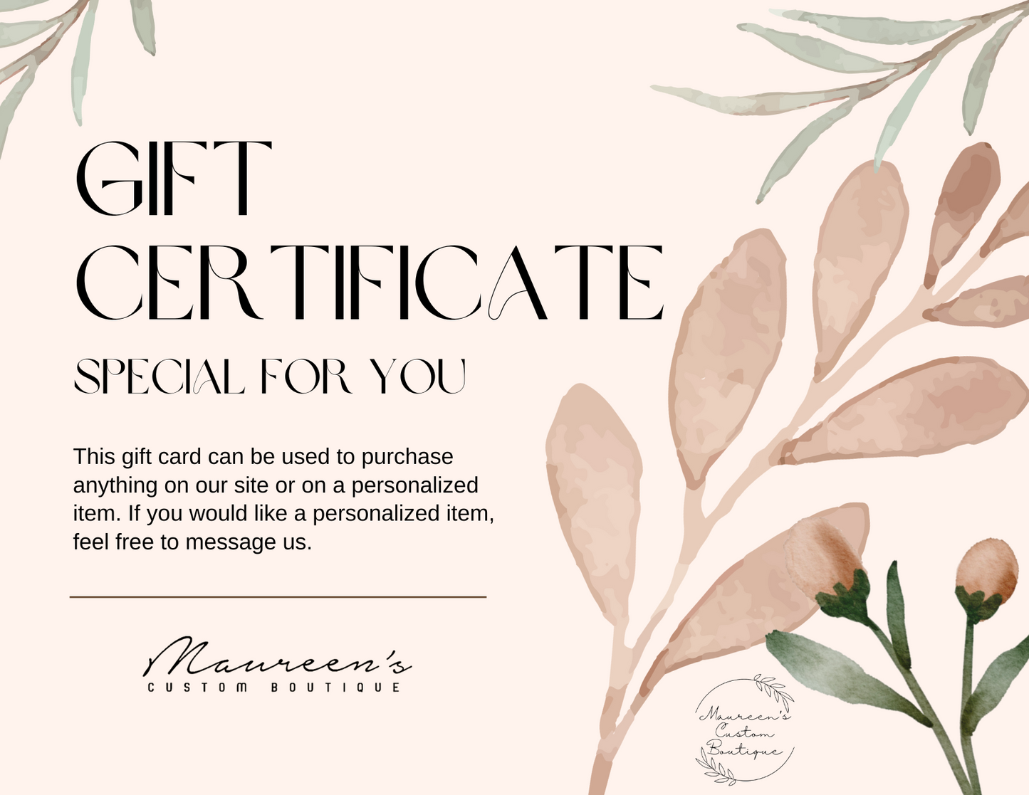 Maureen's Custom Boutique Gift Card