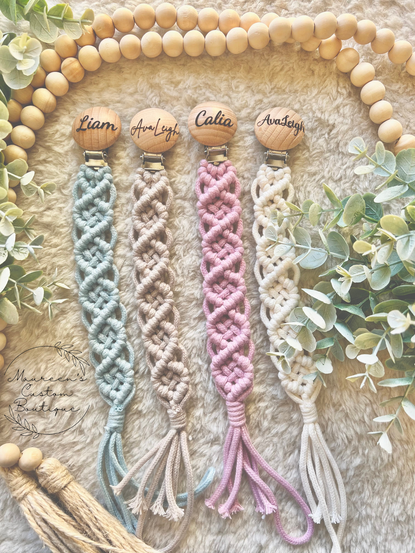 Personalized Macrame Pacifier Clip