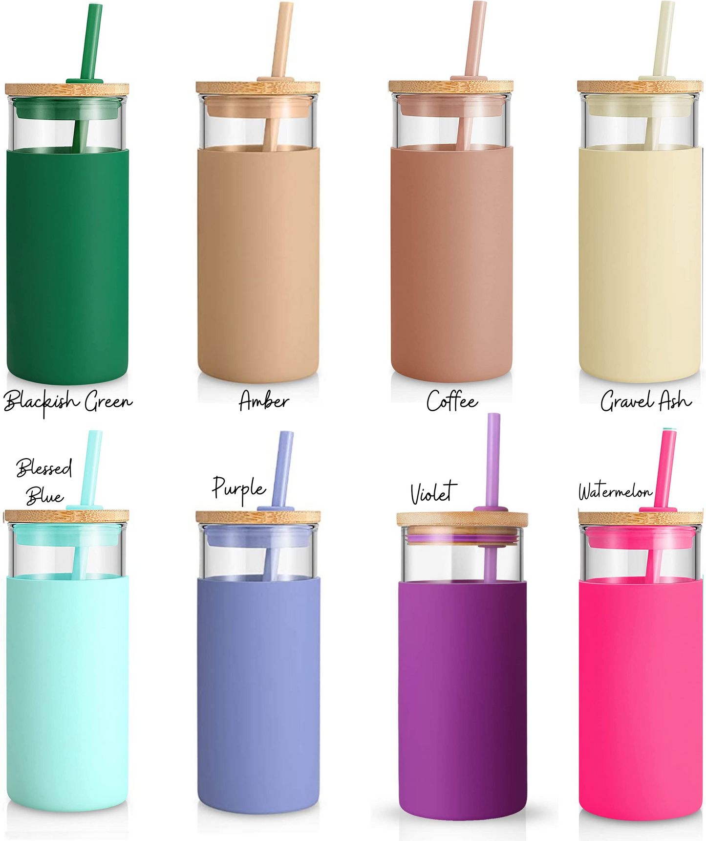 Glass Tumbler with Silicone Sleeve 20 oz