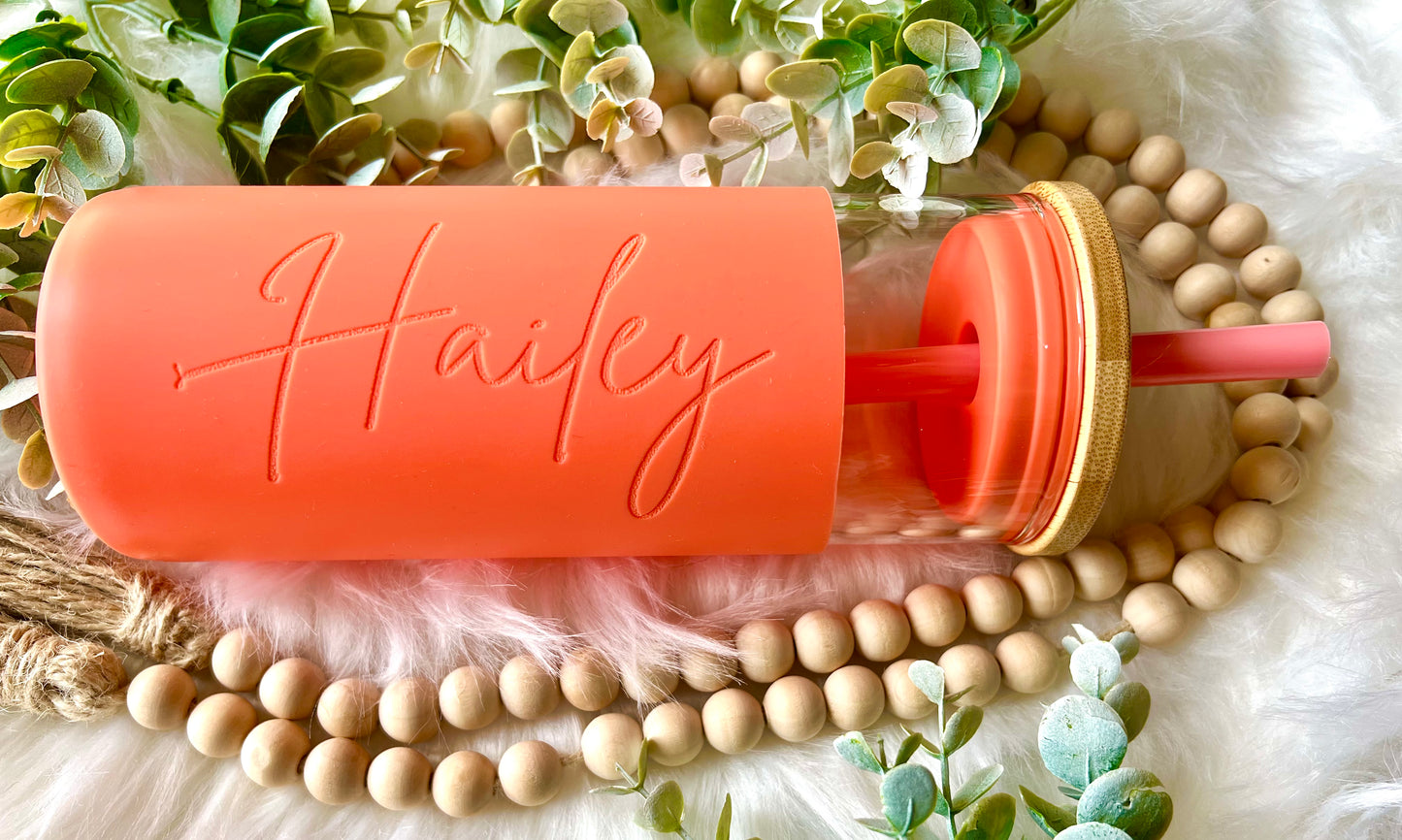 Glass Tumbler with Silicone Sleeve 20 oz