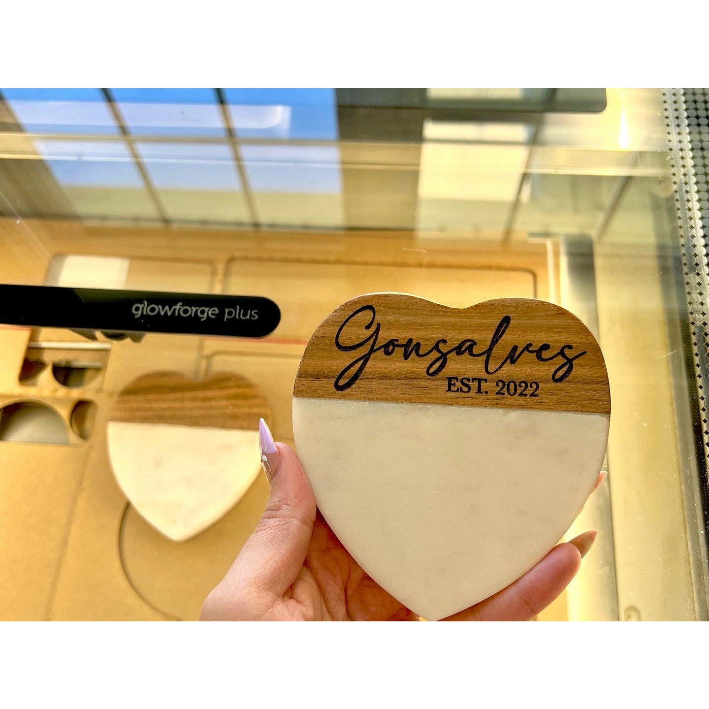 Wood And Marble Coaster Set Of 4