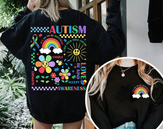 Colorful Autism Awareness Band T or Crewneck