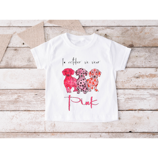 Dogs Wear Pink Too Breast Cancer Kids Tee