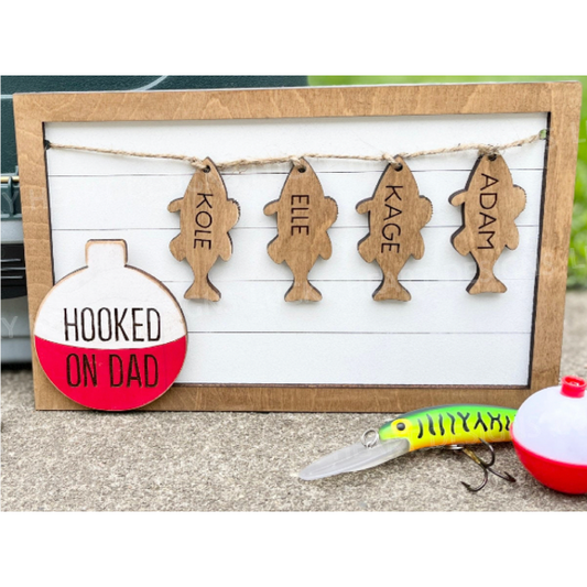 Hooked on Dad Frame Personalized