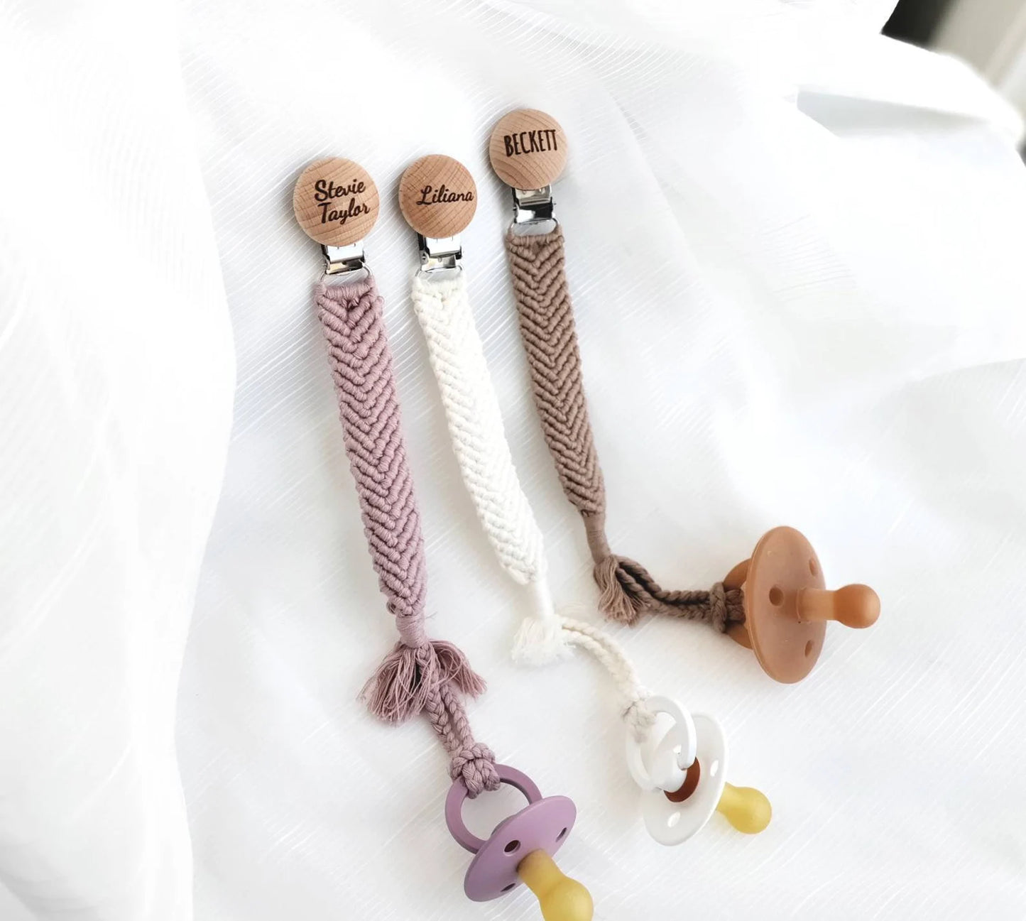 Personalized Macrame Pacifier Clip